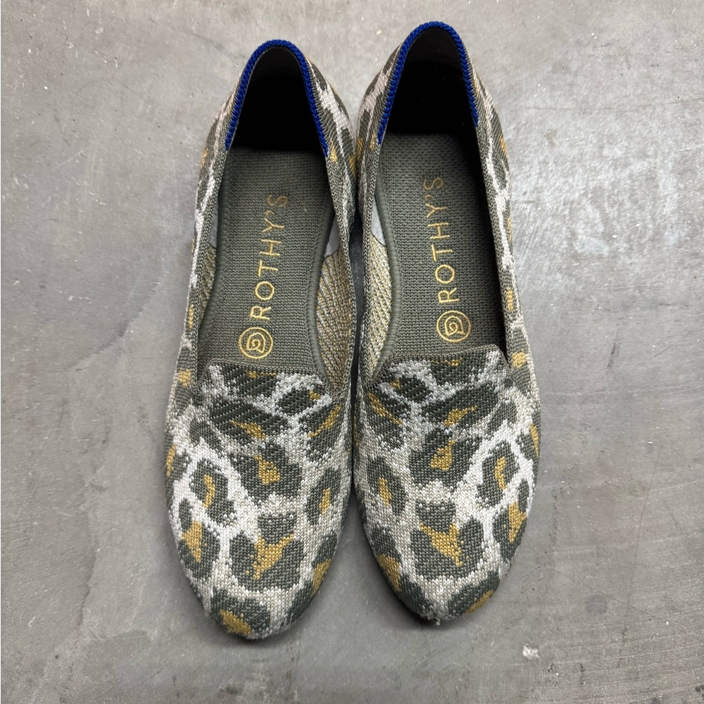 Rothy's Women's Leopard Print Loafers - Green and Gold